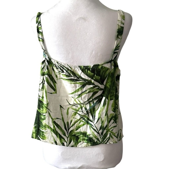 Panama Jack Jungle Leaf Linen Blend Crop Top Button Front Women Medium - Picture 2 of 7